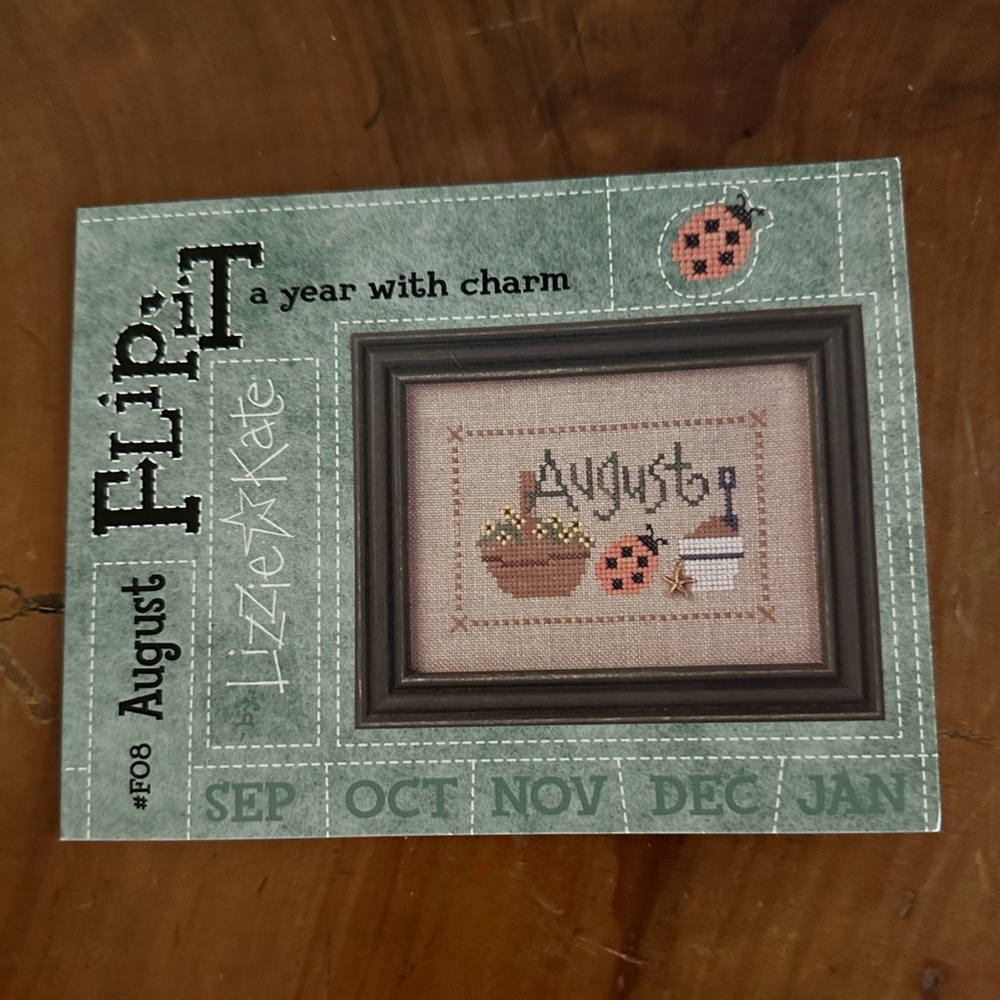 August Lizzie Kate Flip it Month Cross-stitch Pattern